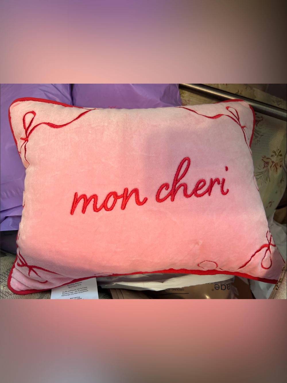 Mom Cheri Pink Decorative Holiday Pillow by Homegoods